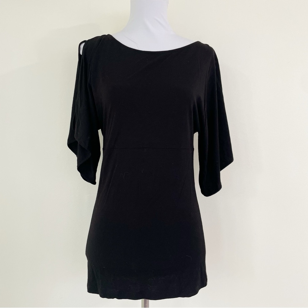 BCBGMAXAZRIA Black Open Sleeve Blouse Top M Medium